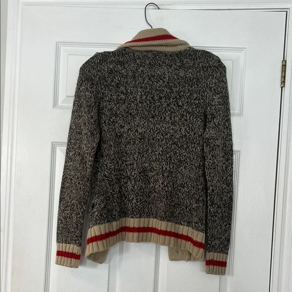 Sold - 4/$20 Bluenotes Black and Cream Knit Cardigan with Red Accents - Picture 3 of 3